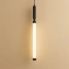 Luminária Suspensa LED Tubular Preto Minimalista Contemporânea Cozinha Escritório