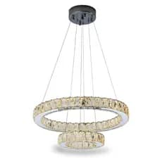 Lustre de Cristal Moderno LED Anéis Suspensos Duplos Sala Jantar Luxo