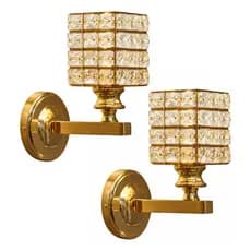 Kit 2 Arandela Cristal Quadrada Dourada 40W Parede Luxo Iluminação Decorativa Sala Quarto Corredor Elegante Range Plane