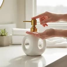Frasco Porta Sabonete Liquido 200 ml Branco com Válvula Dourada Elegante Decoração Casa Banheiro