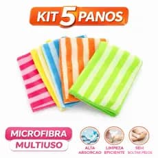 Kit 5 Pano de Microfibra Para Limpeza Para Banheiro Cozinha Multiuso Reutilizável Super Absorvente