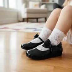 Sapato menina Pampili original sapatilha menina sapato boneca com Laço Removível Verniz Preto