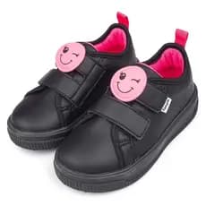 Tênis Pampili original Meninas tênis infantil menina Escolar Carinha Feminino Preto e Pink