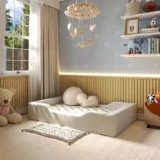 Berço Estilo Montessoriano todo em espuma D28 Quarto Infantil Leve para todo lugar cor bege