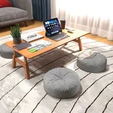 Kit 2 Almofadas redondas grandes espessas de meditação estilo japonês tufted tatame lavável cinza