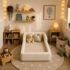 Caminha Infantil Estilo Montessori Estofada com Bordas Elevadas Ideal para Transição do Berço 100% Espuma D28