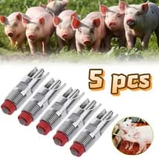 Kit 5 Bebedouro De Porco Automático Chupeta Suíno Bico Aço Inoxidável