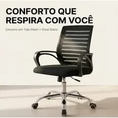 Cadeira de Escritório Stoel Basis Home Office Ergonômica Tela Mesh Giratória Preta com Encosto
