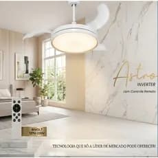 Ventilador Teto Retrátil Silencioso LED Luminária Controle Remoto Inverter 1m Ventisol Astro Bivolt 110v e 220v
