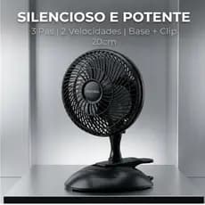 Mini Ventilador Pessoal Silencioso e Potente 220v Ventisol 20cm 3 Pás Preto Clip Portátil De Mesa