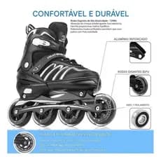 Patins Roller. Semi Profissional -125 Kg Adulto Calça Até 42