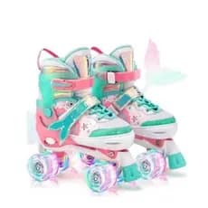 Patins Infantil 4 Rodas ARCO IRIS Com Luz De Led Top Patins Sem Kit Proteção Menina Menino Promoção