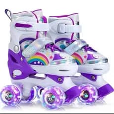 Patins Infantil 4 Rodas ARCO IRIS e SEREIA Com Luz De Led Top Patins Sem Kit Proteção Menina Menino Promoção