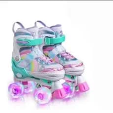 Patins Infantil 4 Rodas ARCO IRIS e SEREIA Com Luz De Led Top Patins Sem Kit Proteção Promoção