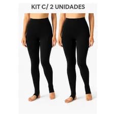 Kit 2 Calças Térmicas Femininas Peluciadas com Proteção UV – Preta, Segunda Pele com Pezinho