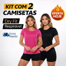 Kit 2 Camiseta Feminina Academia Dry Fit Respirável Fitness Treino Promoção