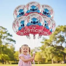 Kit com 5/10/20  Balão Metalizado  Lilo Stitch Azul Grande Decoração Para Festa Enfeite AnIversário