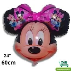 Kit Balão Metalizado Minnie Rosa 60cm Festa Infantil Decoração Aniversário 3D