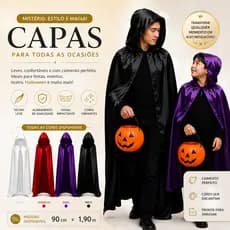 Capa De Bruxa Vampira Drácula Preta Vermelha Roxa Drácula Halloween C/capuz Adulto Luxo  Variadas