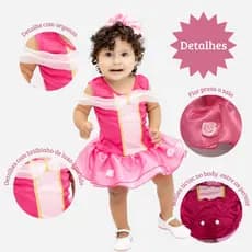 Fantasia da Princesa Aurora Bebê Rosa Encantada, Mesversario e Fotos