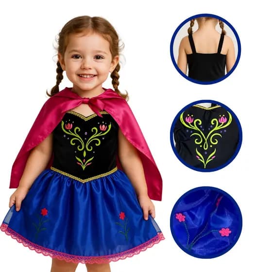 Fantasia Vestido Infantil Princesa Ana de Arendelle Imâ Frozen