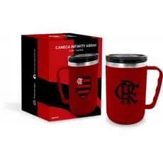 Caneca Inox Clube de Regatas Flamengo Copo Térmico Mantém a Bebida Gelada com Tampa Original