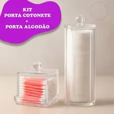 Organizador Algodão E Cotonetes Acrílico Kit Transparente