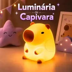 Luminária Capivara LED Infantil Luz Noturna para Dormir Fofa Amarela com 3 Pilhas LR44