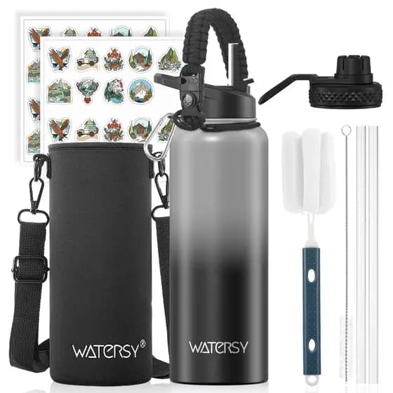WATESY Garrafa térmica de qualidade espacial, 1200ml, versão premium com bico aprimorado, portátil e ideal para esportes