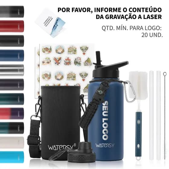 WATERSY Copo de Água Personalizável para Esportes Grande Capacidade, Custom Logo, Fabrica Própria