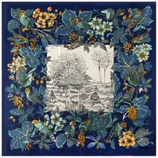 Lenço de Seda Feminino, Estampa Floral da Selva, Lenço Quadrado de Cetim Twill 130cm