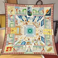 Lenço de Seda Quadrado Estampado Desconstruído para Mulheres, 90x90cm, Lenço de Seda Fino