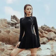 Maiô de uma peça de manga comprida protetor solar feminino High-End treinamento profissional Boxer maiô