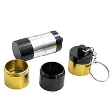 Frasco De Armazenamento Para Comprimidos De 4 Camadas , Recipiente De Metal Selado À Prova D'água , Chaveiro Viagem Ao A