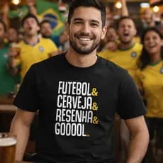 Camisa Futebol, Cerveja,Resenha e Gool Camiseta Unissex Estampada Torcedor