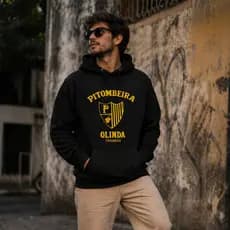 Moletom Unissex Pitombeira Olinda Pernambuco Canguru Com Capuz Estampa Urbana