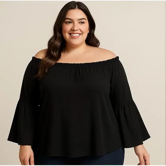 Blusinha Ciganinha Plus Size Feminina Manga Longa Gg Ao G2