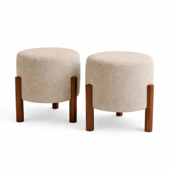 Puffs de Linho Apollo Decoração Moderno Luxuoso Redondo Confortável Sala de Estar Copa Quarto Escritório Veludo