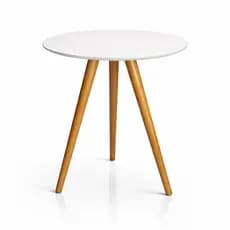 Mesa de Apoio MDF Mesa Latera Branca Redonda Mesinha de Canto Decoração Sala de Estar Quarto Apartamento Moderno