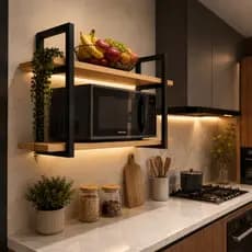Prateleira Dupla De Parede Suspensa MDF Pinus Cozinha Resistente Suporte Duplo Apartamento Sala Quarto