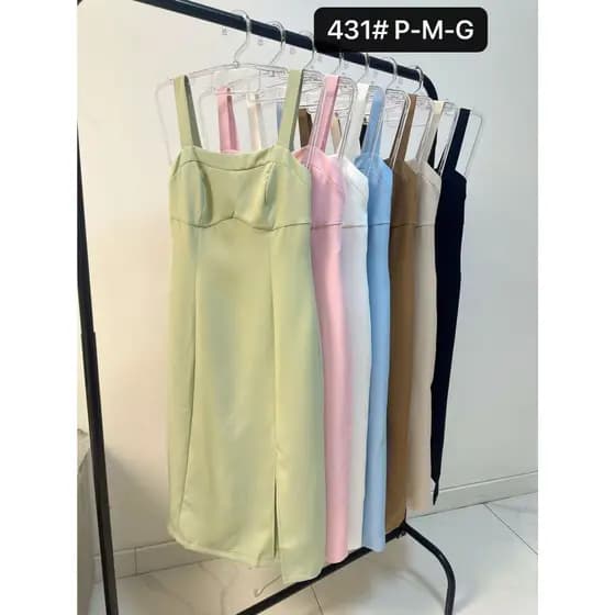 YAN FASHION Vestido Midi Feminino Alfaiataria com Fenda Recorte Busto Estilo Moderno