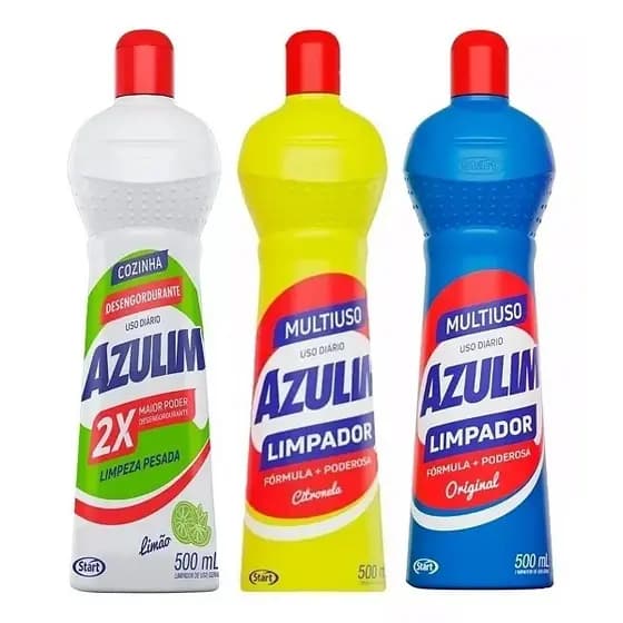 Kit Limpador Cozinha Azulim 3x500ml Multiuso Com Oleo de Citronela + Desengordurante