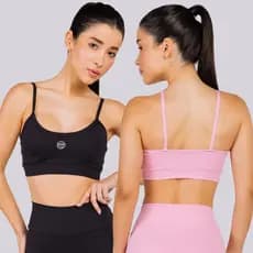Kit 2 Top com Bojo Alcinha Fitness Poliamida Zero Transparência Compressão Alta Sustentação Corrida Feminino
