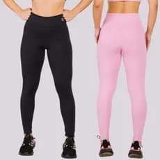 Kit 2 Legging Fitness Poliamida Zero Transparência Proteção UV50 Compressão Alta Sustentação Academia Feminina