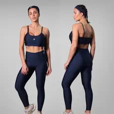 Conjunto Fitness Feminino Top com Bojo Alcinha e Legging Cós Alto, Flexível, Costura Reforçada, Academia Corrida Yoga