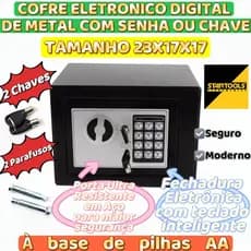 Cofre Eletrônico Moderno em Metal Startools com Senha ou Chave Mais Seguro Tamanho 23x17x17 cm