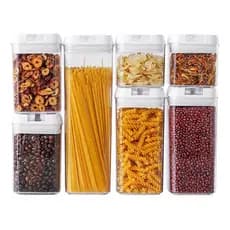 Kit De 7 Potes Com Tampa Multiuso Acrílico Cereais Cozinha