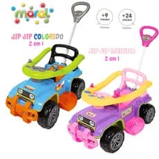 Carrinho de Passeio Jip Jip Colorido Militar Roxo 2 em 1 com Empurrador e Som - Maral Original