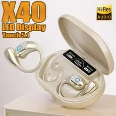Fones de ouvido Bluetooth TWS x40 esportivos com clipe, modelo 2026 5.4