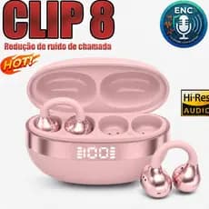 Fone Bluetooth Clip 8 Sem Fio com ENC Redução de Ruído, Hi-Res Audio, Design Clip Confortável